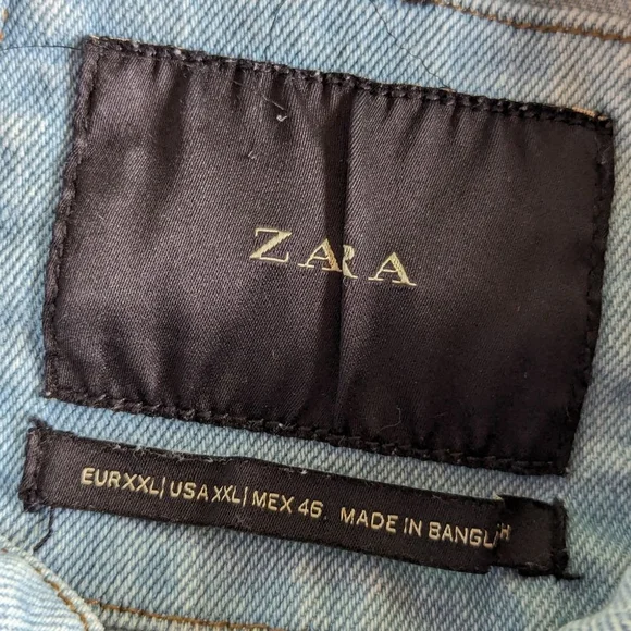 Zara Oversized Cotton Denim Jacket Men's Sz XXL Light Wash Jean Trucker Western - Picture 4 of 7